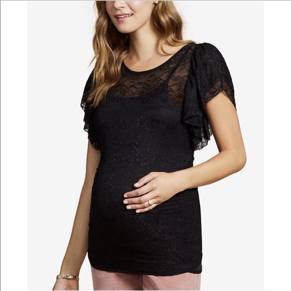 Jessica Simpson Maternity Black Lace Top S - Picture 1 of 5
